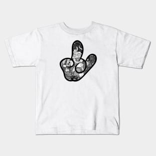 Cool rock and roll hand gesture logo drawing Kids T-Shirt